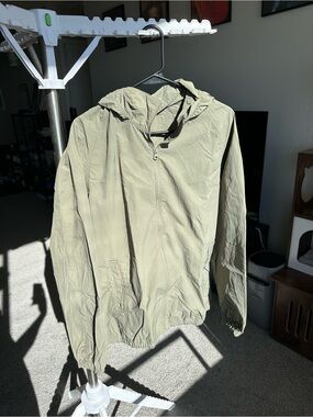 Muji Olive Hooded Windbreaker Jacket